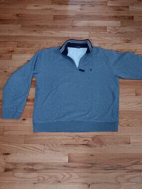 Nautica Men's Quarter Zip Long Sleeve Polo Shirt Pull-Over Sweater Navy Gray